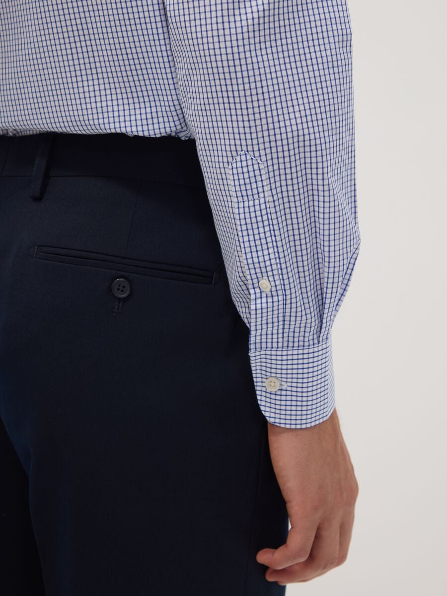 Light blue cotton-blend checked easy-iron regular-fit shirt_3