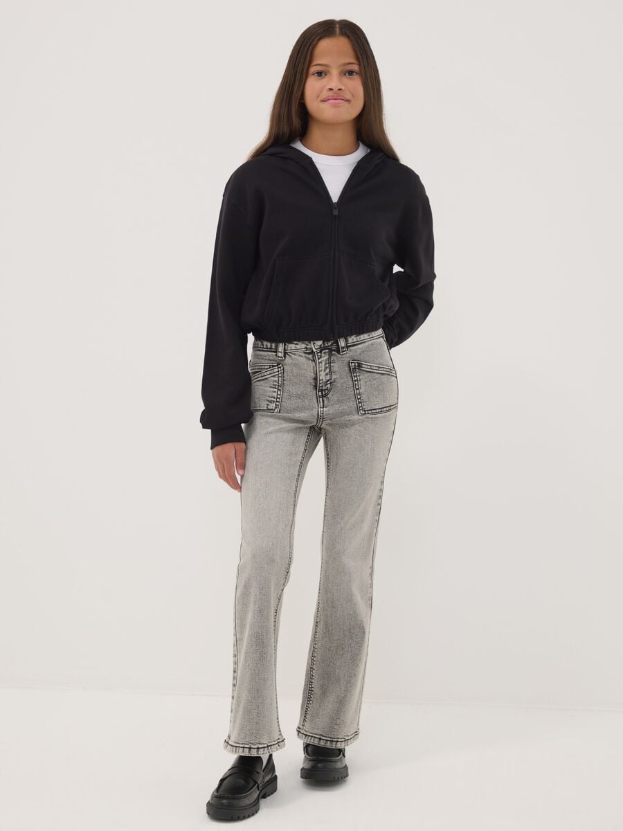 Girls&rsquo; grey flared jeans in stretch cotton_0