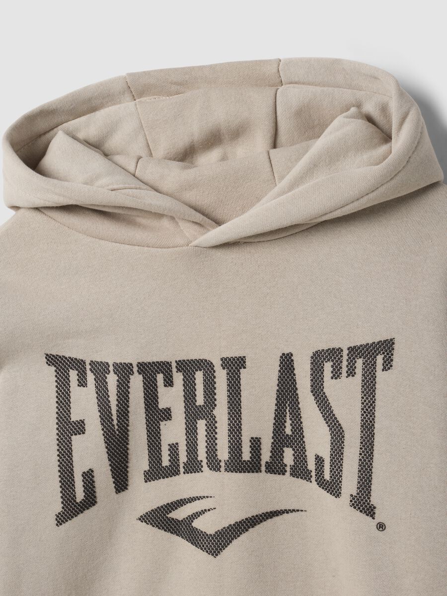 Beige cotton-blend hoodie with logo for boys_1