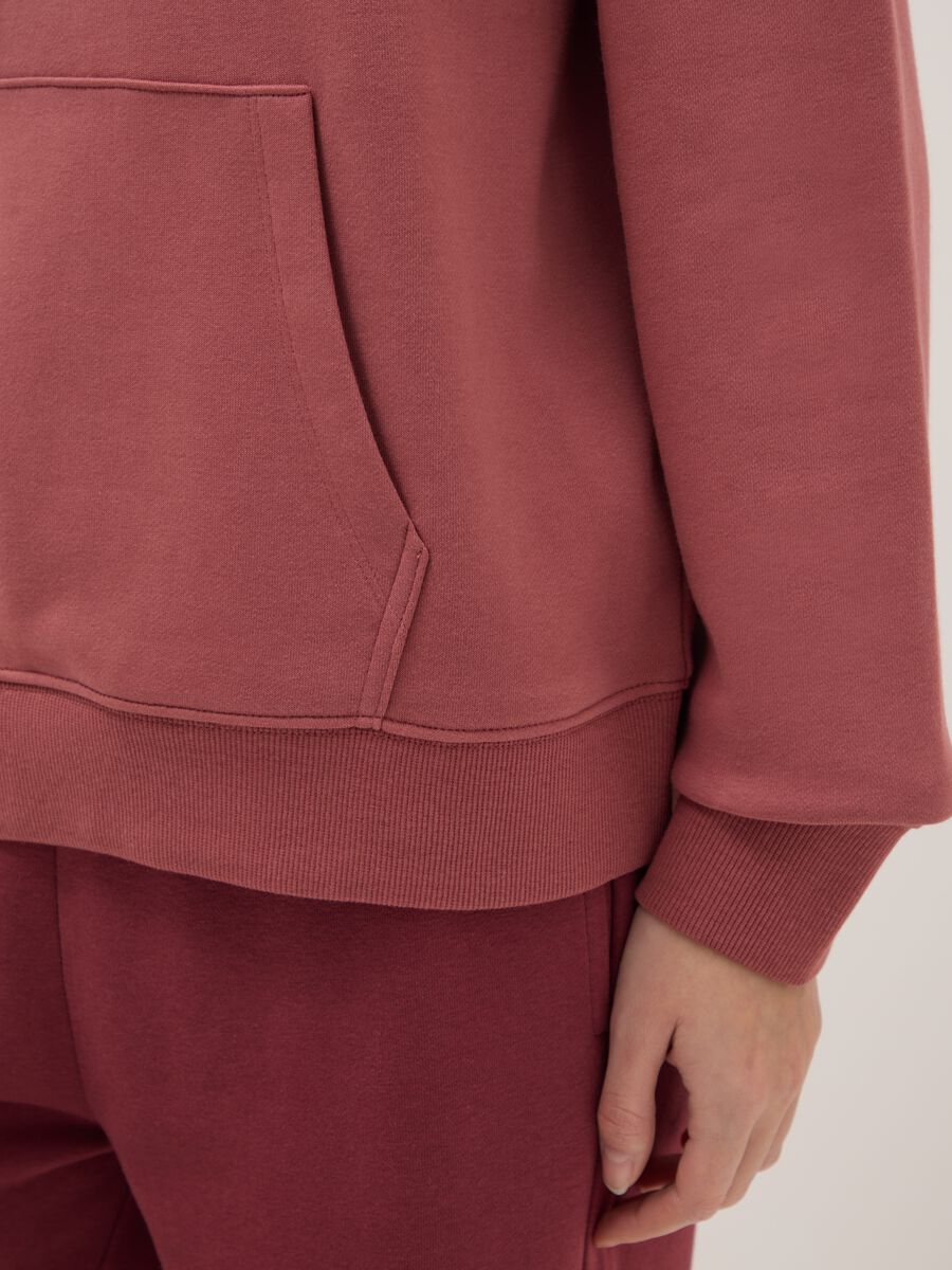 Red cotton blend hoodie regular fit sweatshirt_3