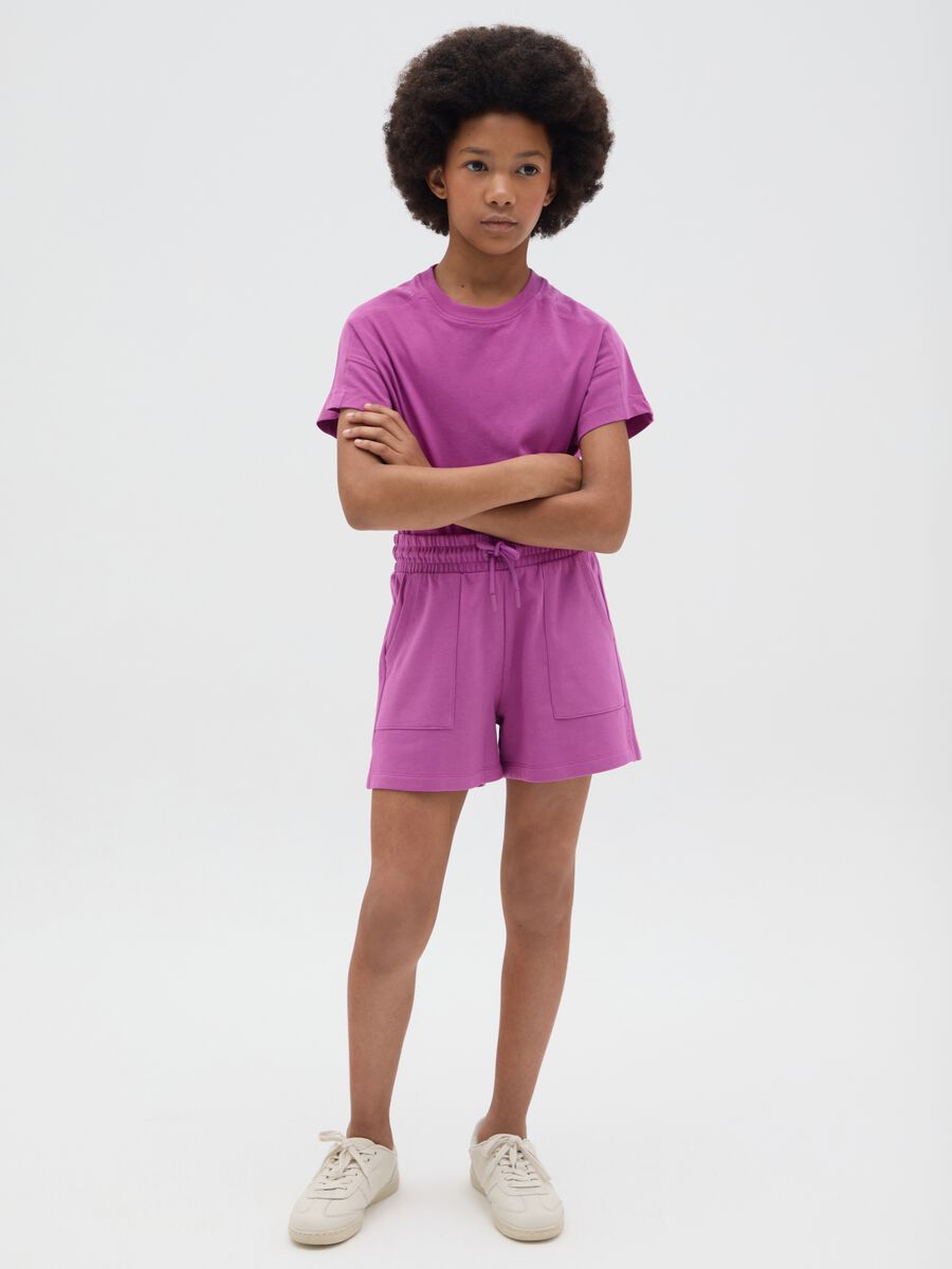 Short da ragazza in puro cotone viola con vita regular_0