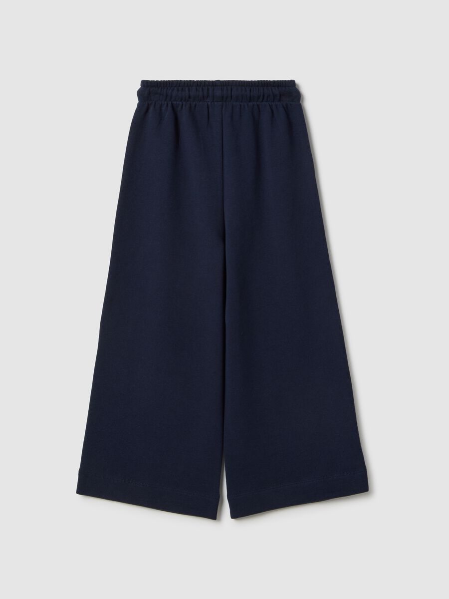 Girls' blue pure cotton wide leg trousers_1