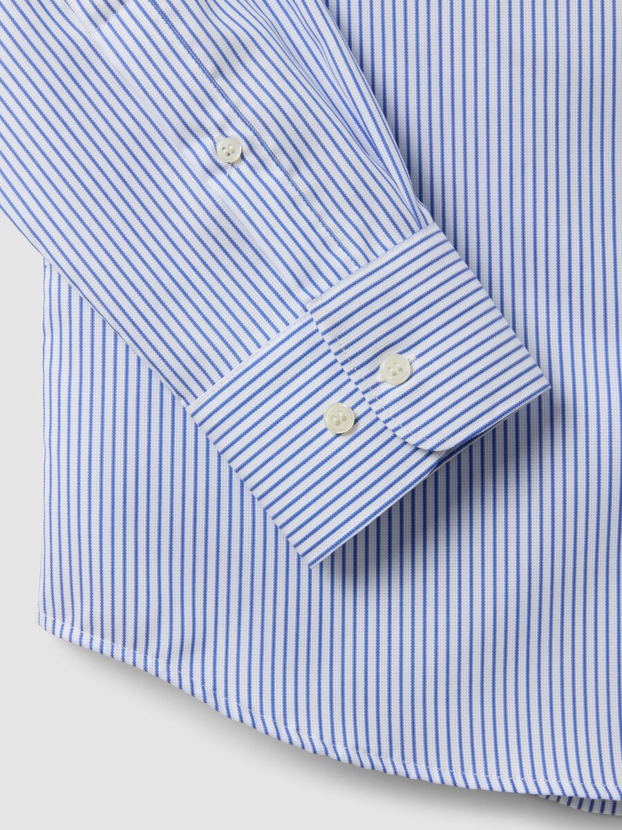 Light blue striped pure cotton dobby shirt with French collar, non-iron_5
