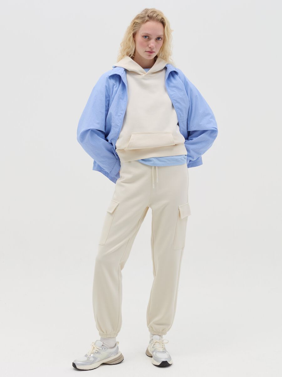 Essential short jacket with zip and hood_1