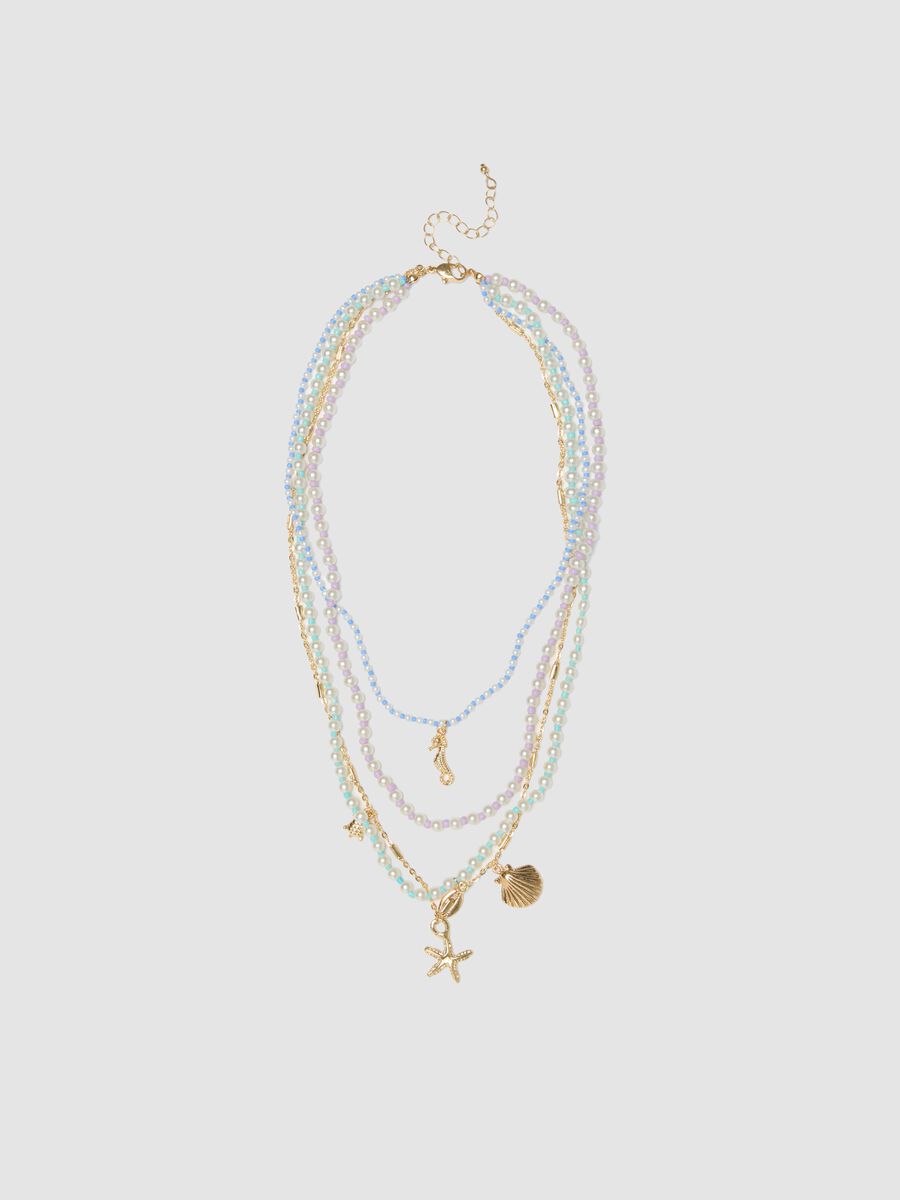 Collana multicolor regolabile con ciondoli marini_0
