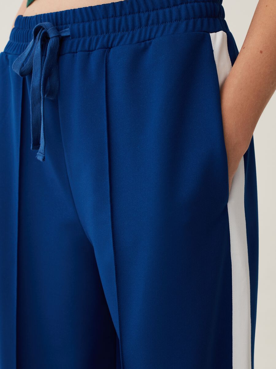 Joggers wide leg con bande a contrasto_2