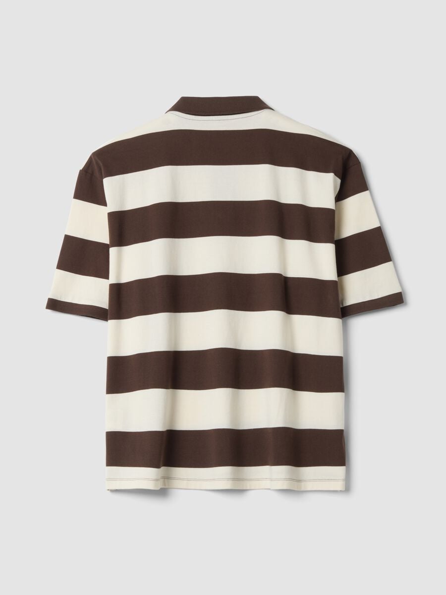 Polo marrone in puro cotone a righe regular fit_2