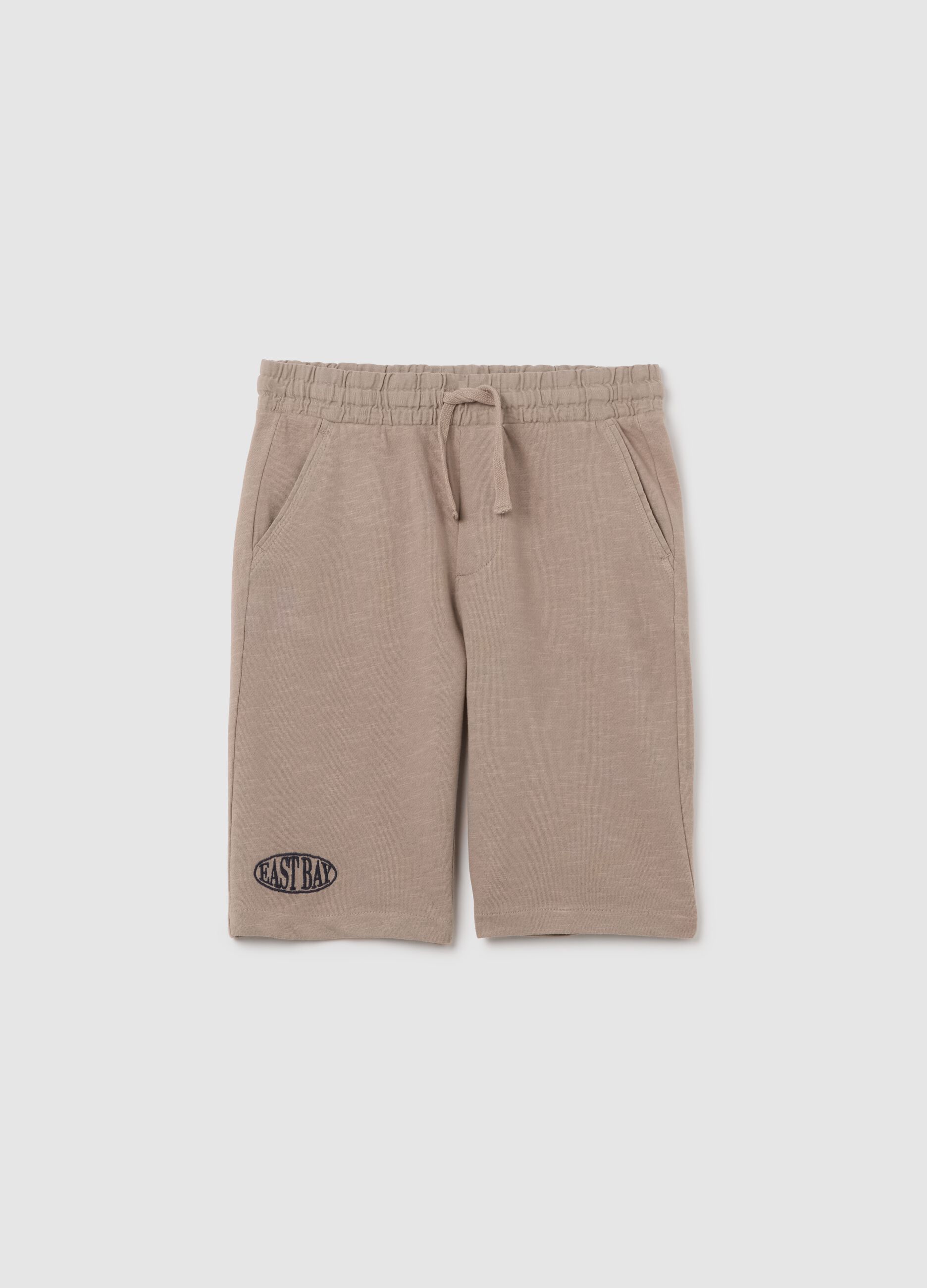 Children's beige pure cotton regular fit shorts