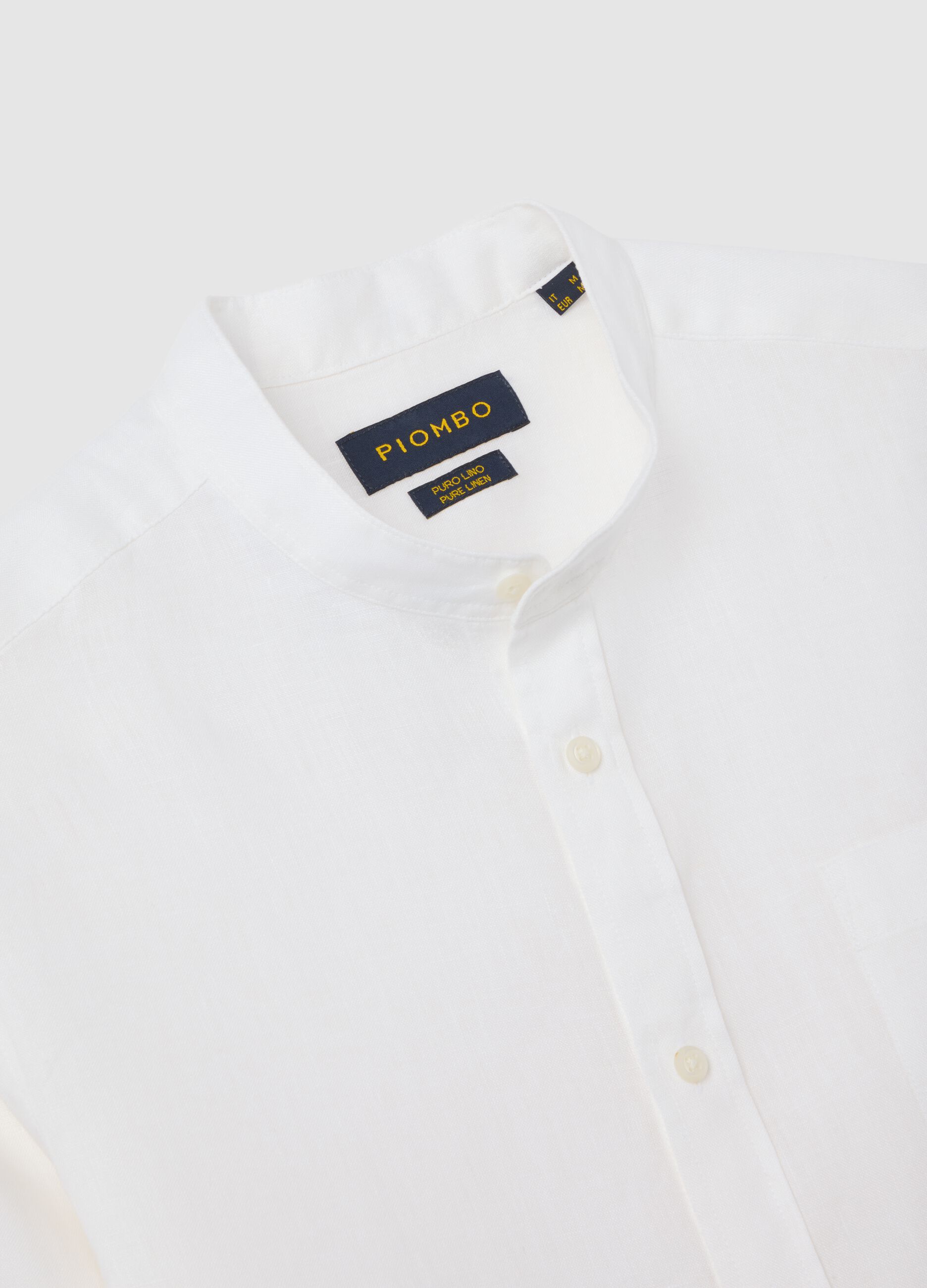 Camicia da uomo in puro lino bianco regular fit
