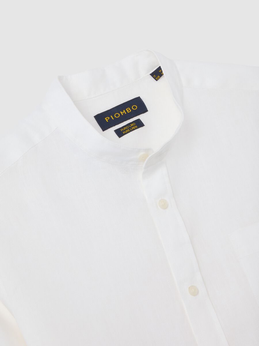 Casual White Linen Shirt Piombo_5
