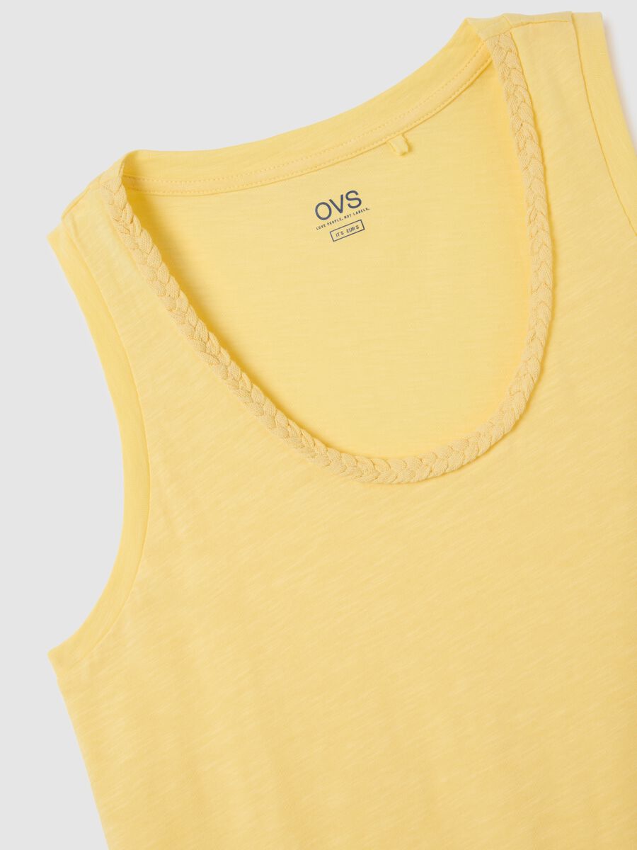Regular fit women's yellow pure cotton tank top_1