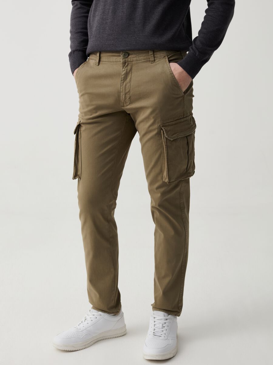 Pantalone cargo slim fit in twill stretch_1