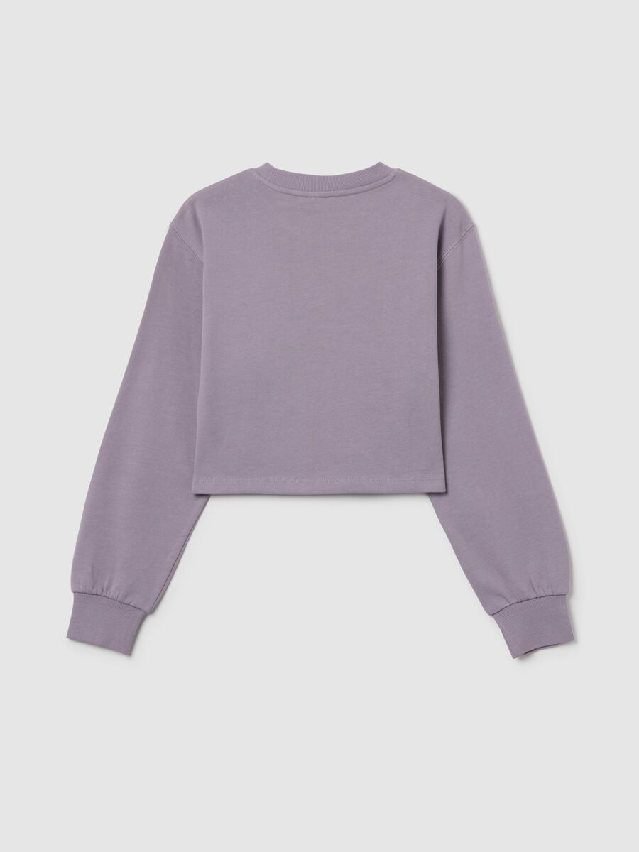 Felpa da ragazza in puro cotone viola regular fit con stampa_1