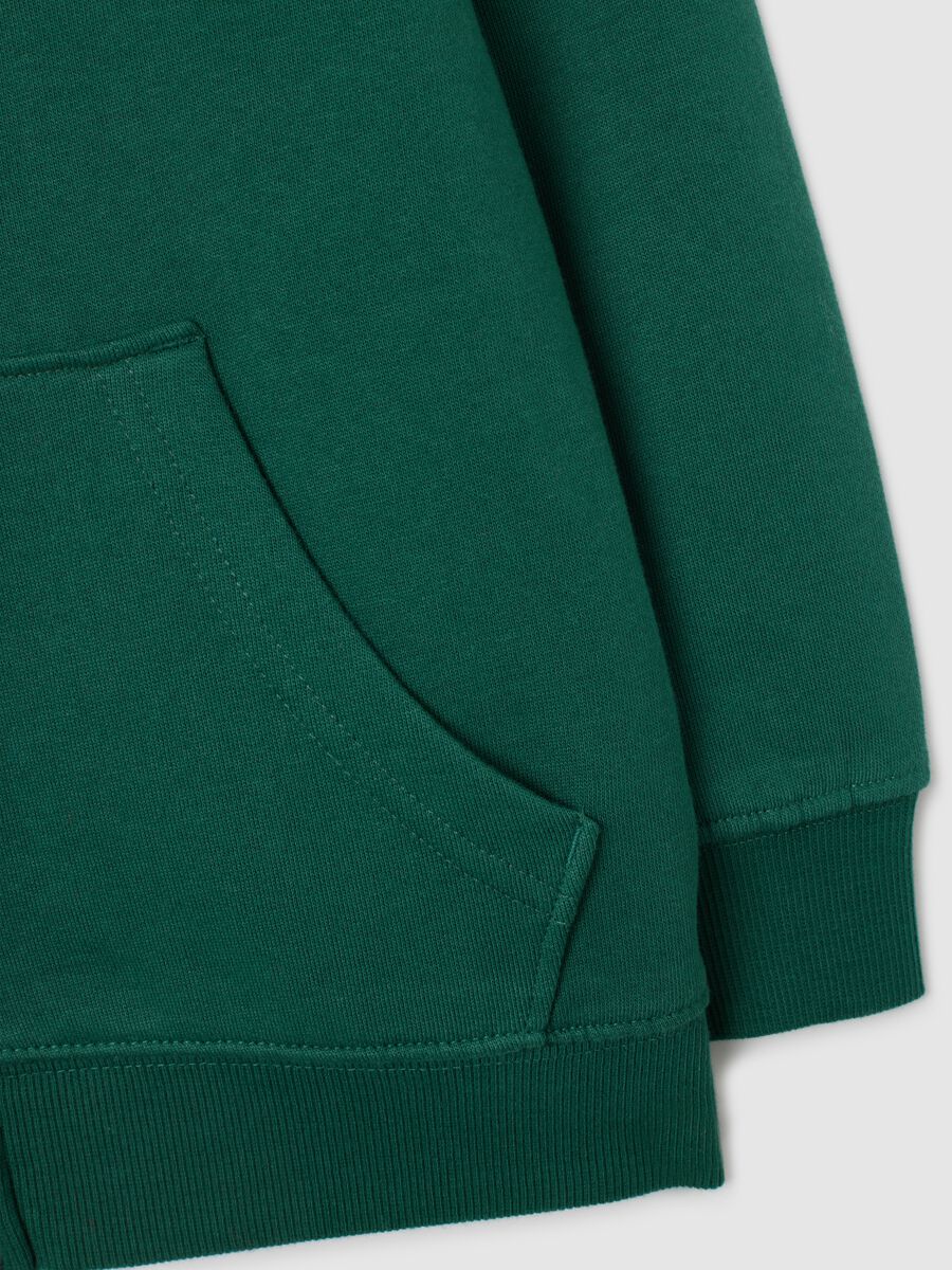 Felpa da bambino in puro cotone verde over fit con zip e cappuccio_3