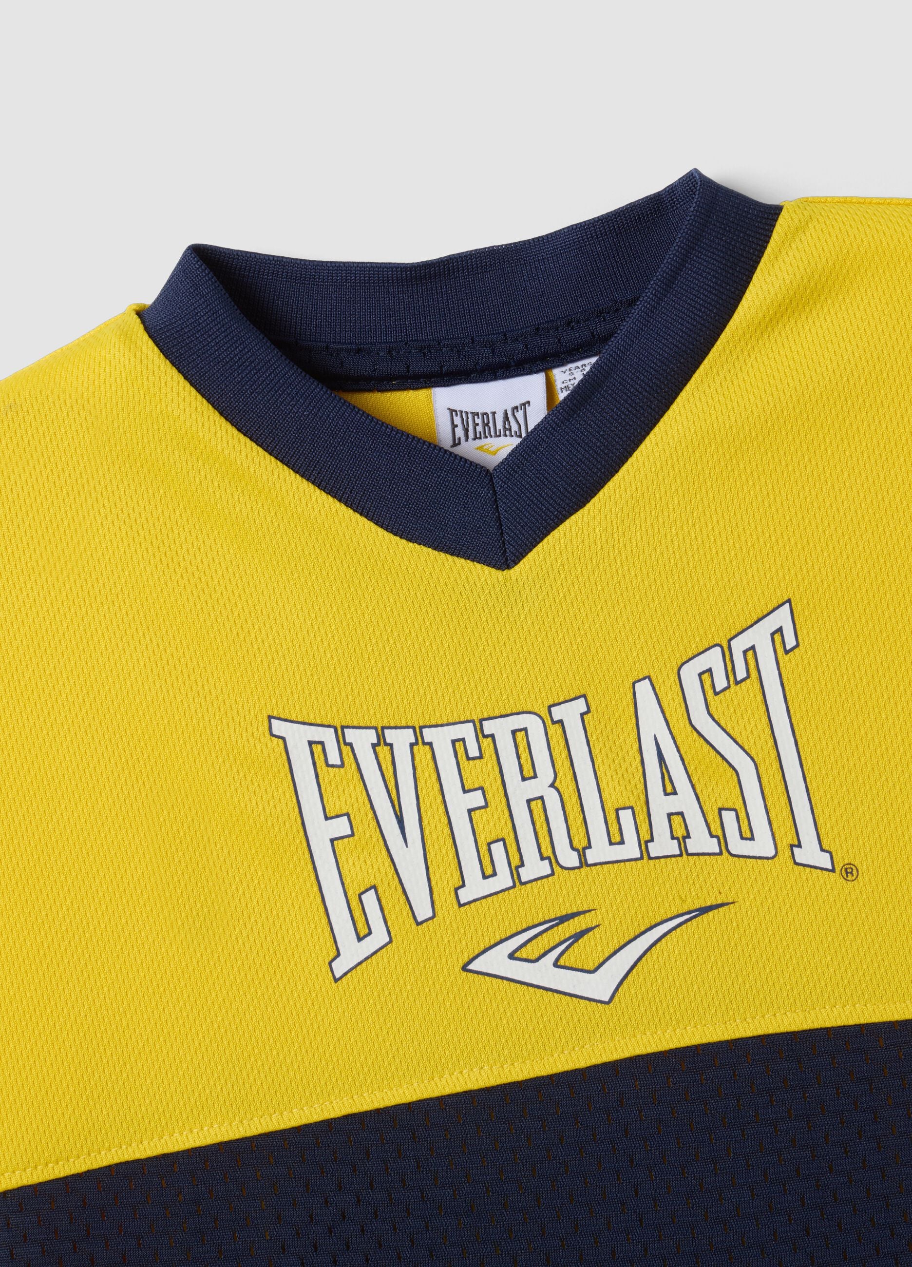 Yellow and blue regular-fit T-shirt with perforated insert for boys