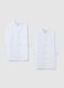 Children's school smock in white cotton blend with buttons_0