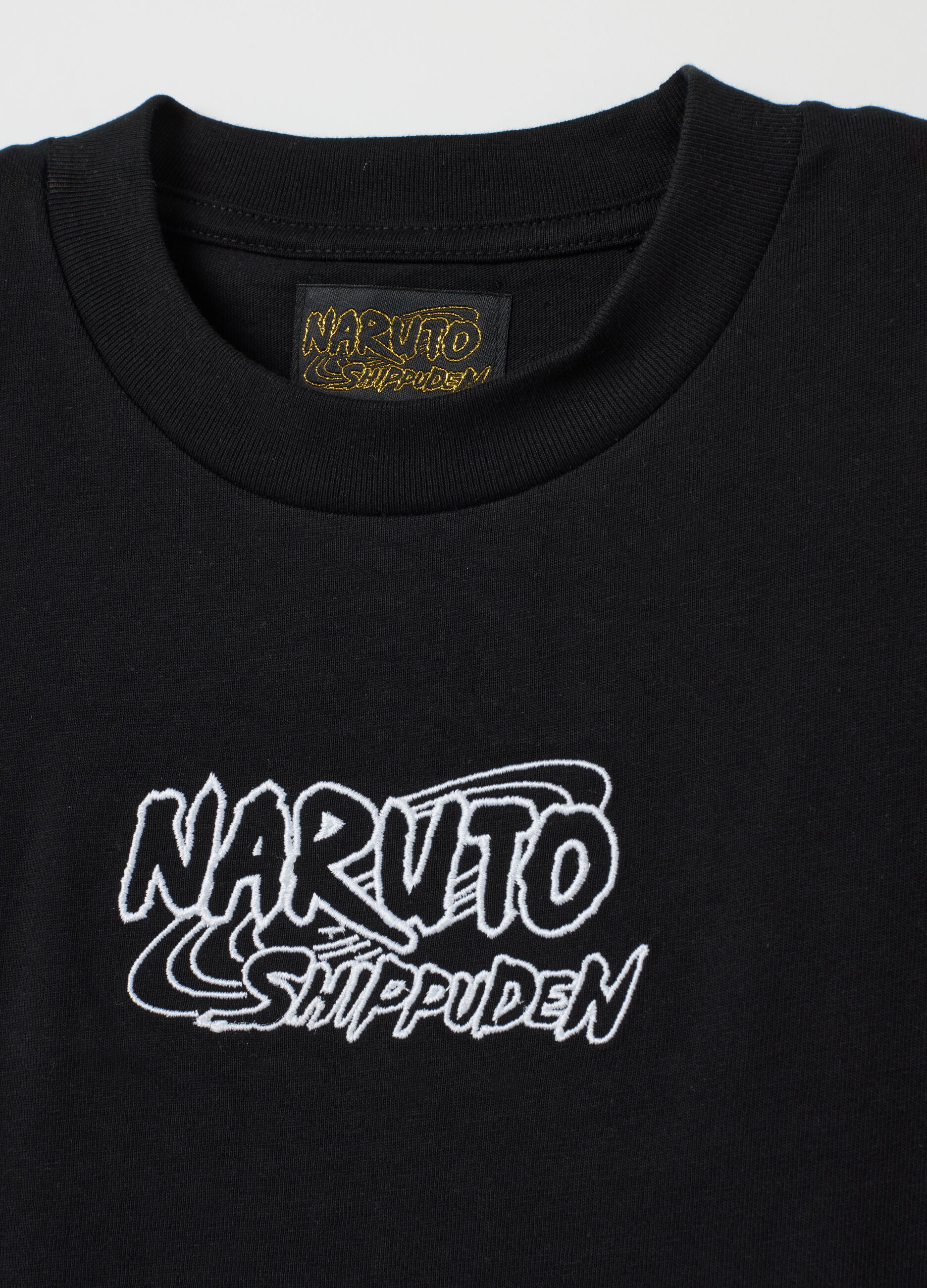 Men's pure cotton black T-shirt with Naruto print