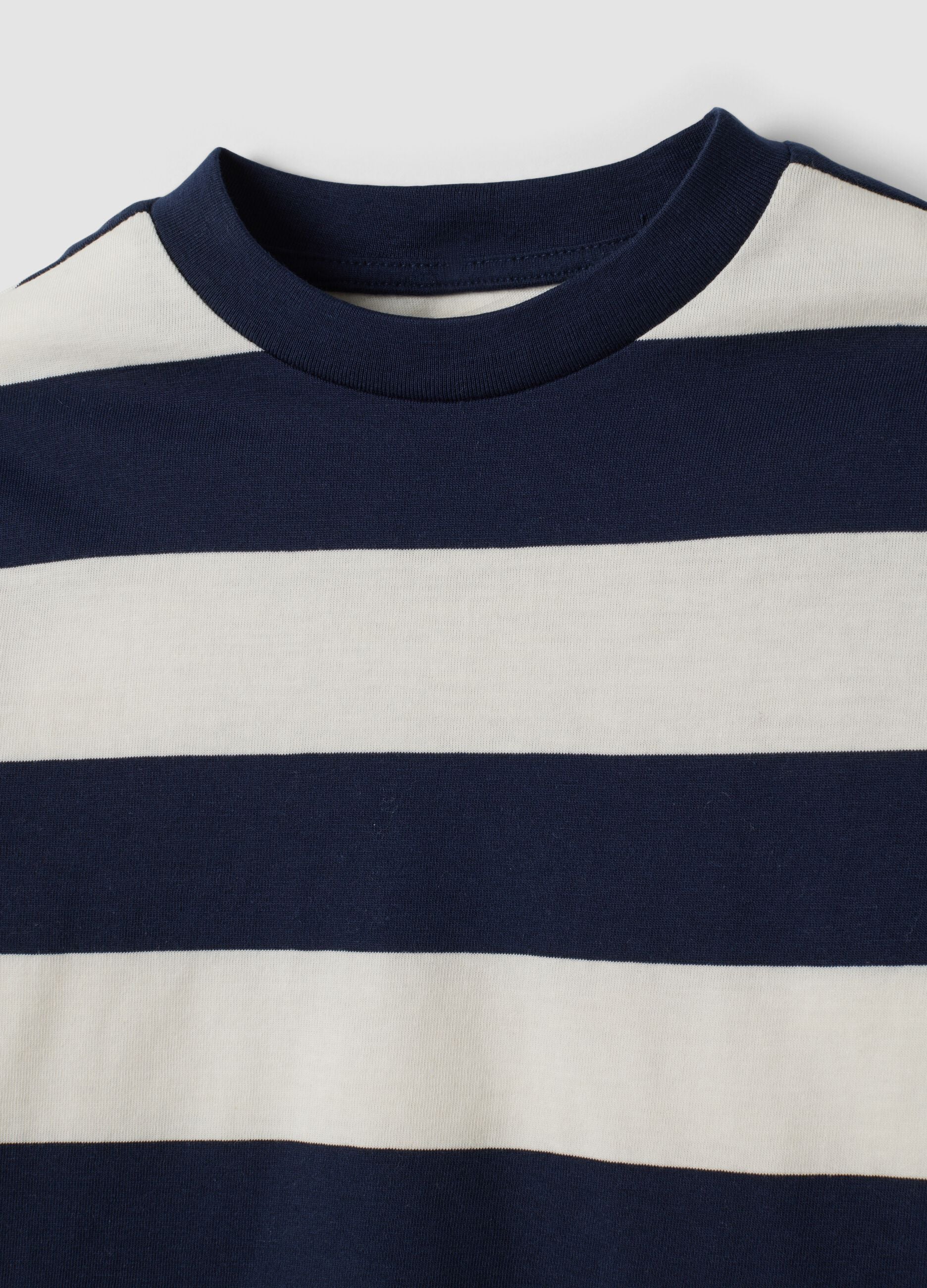 Multicolour pure cotton striped crew-neck T-shirt for boys