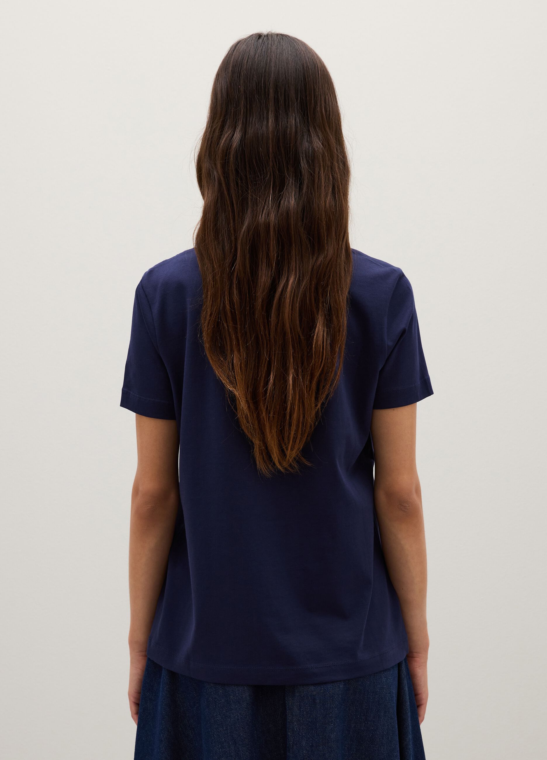 Blue pure cotton regular fit T-shirt