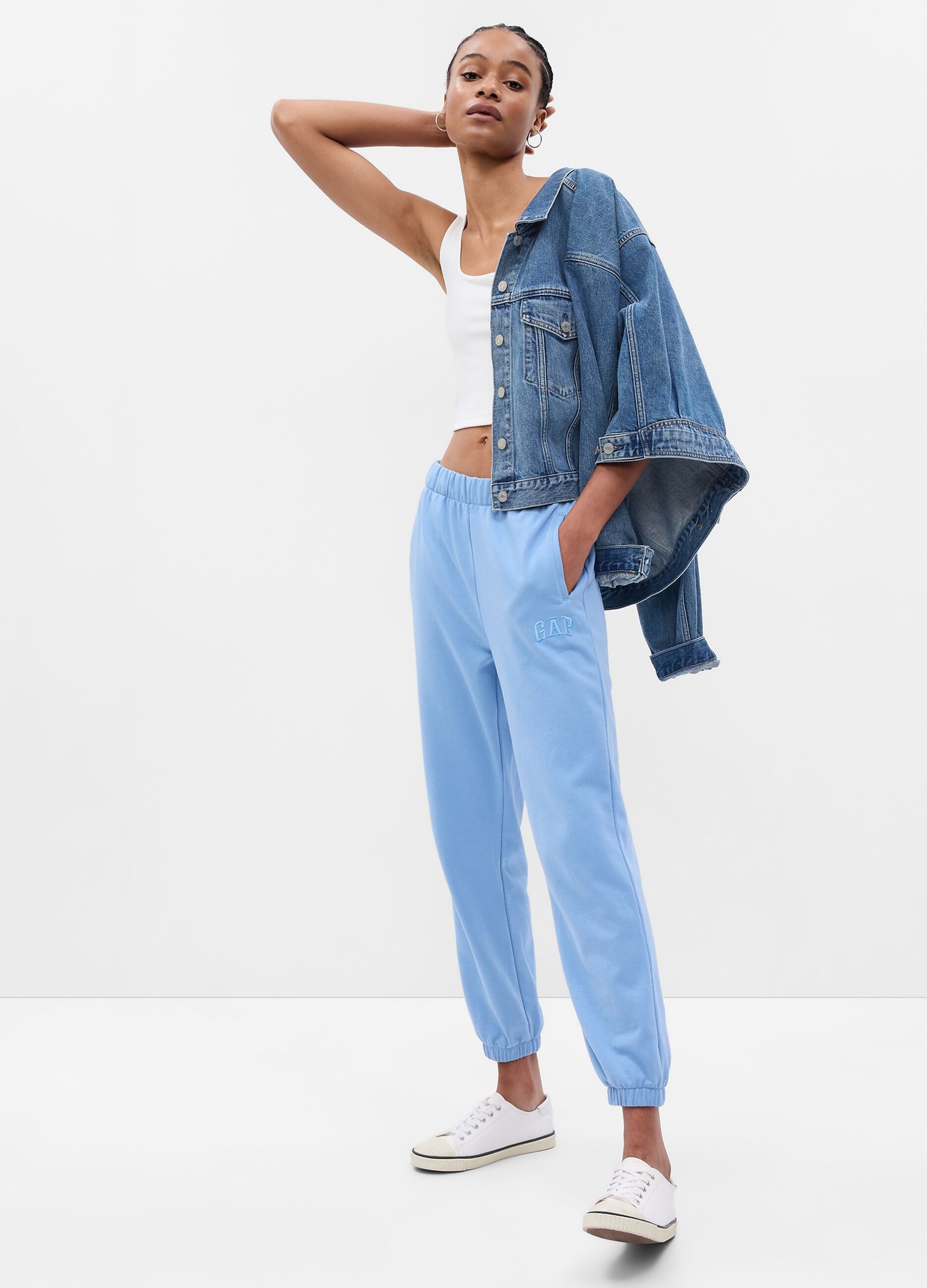 Ovs Joggers a vita alta in French Terry con ricamo logo