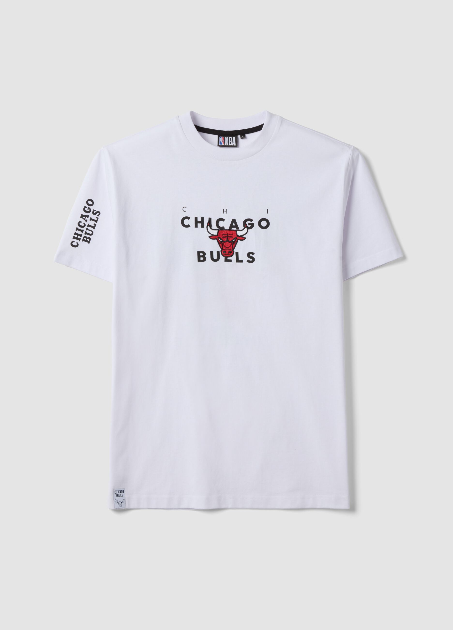 White pure cotton T-shirt with front print, oversized fit