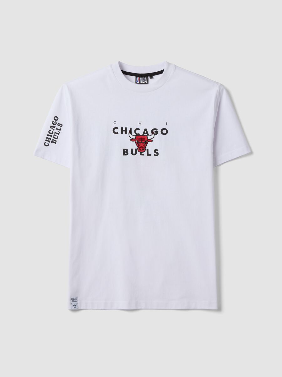 White pure cotton T-shirt with front print, oversized fit_0