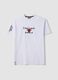 White pure cotton T-shirt with front print, oversized fit_0