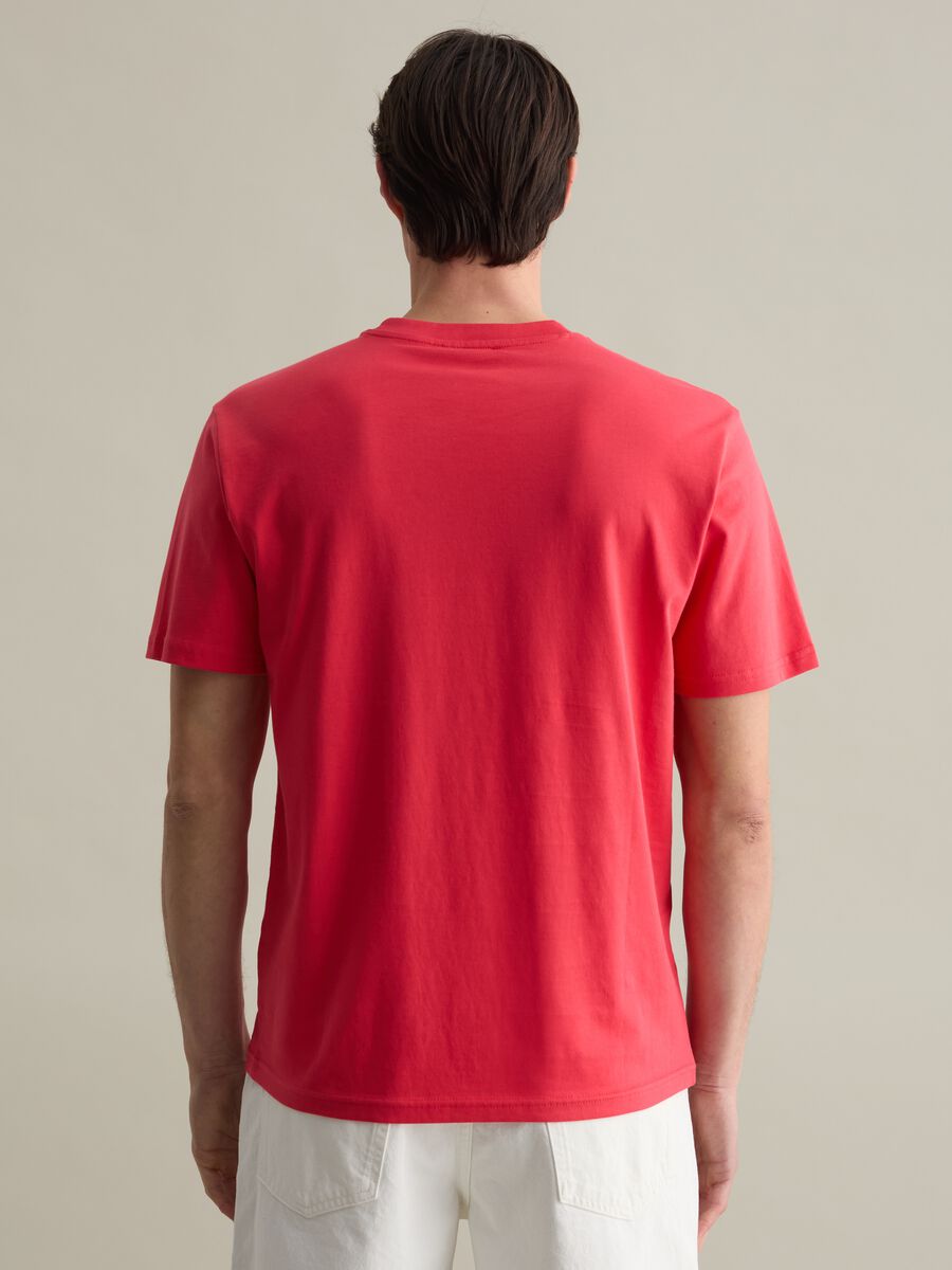 Plain cotton T-shirt with round neck._3