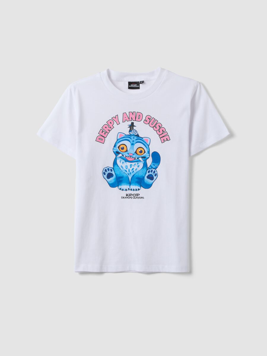 T-shirt in puro cotone bianca regular fit con stampa K-Pop Demon Hunters_4