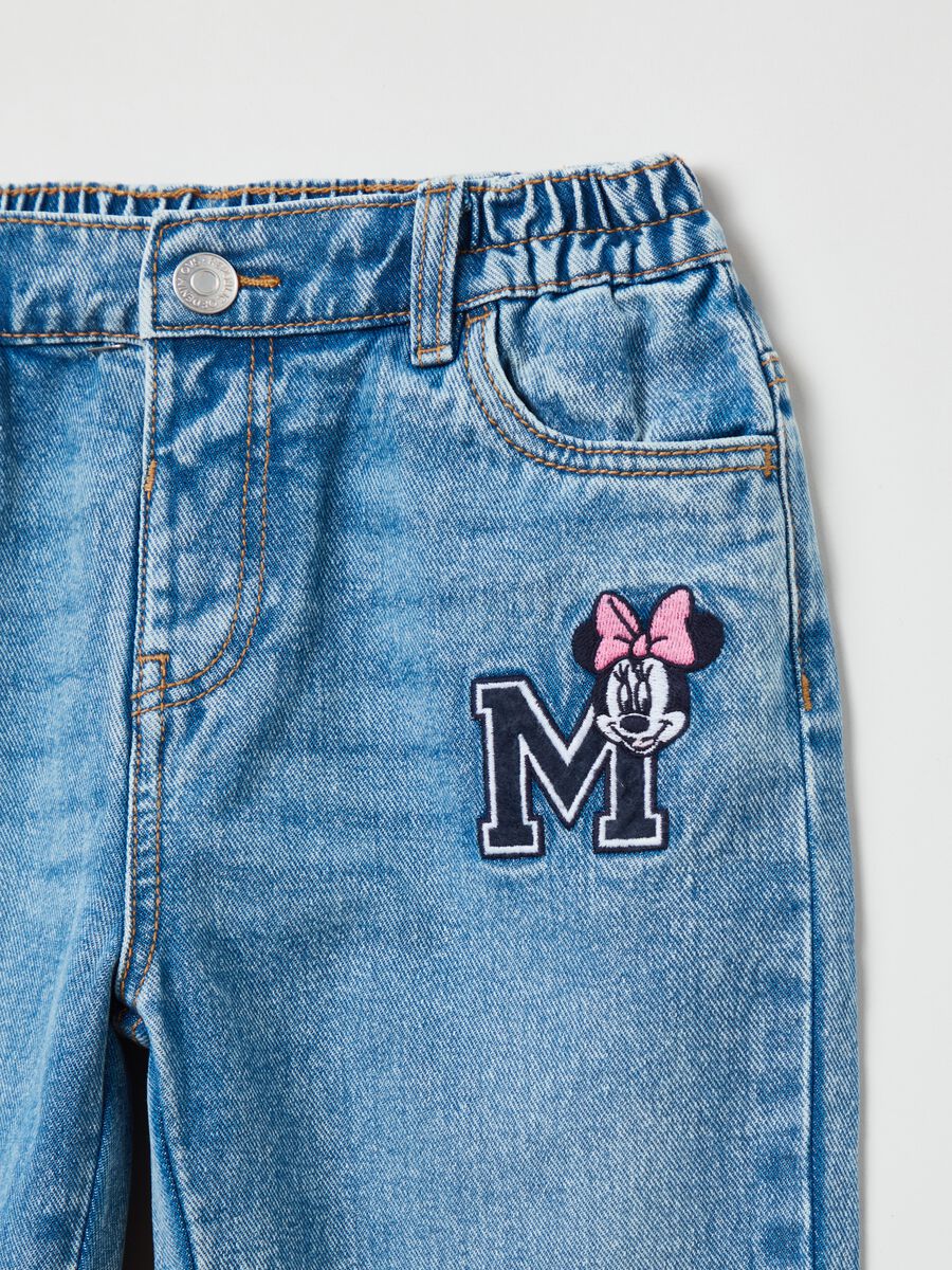 Jeans cinque tasche con patch Minnie _2