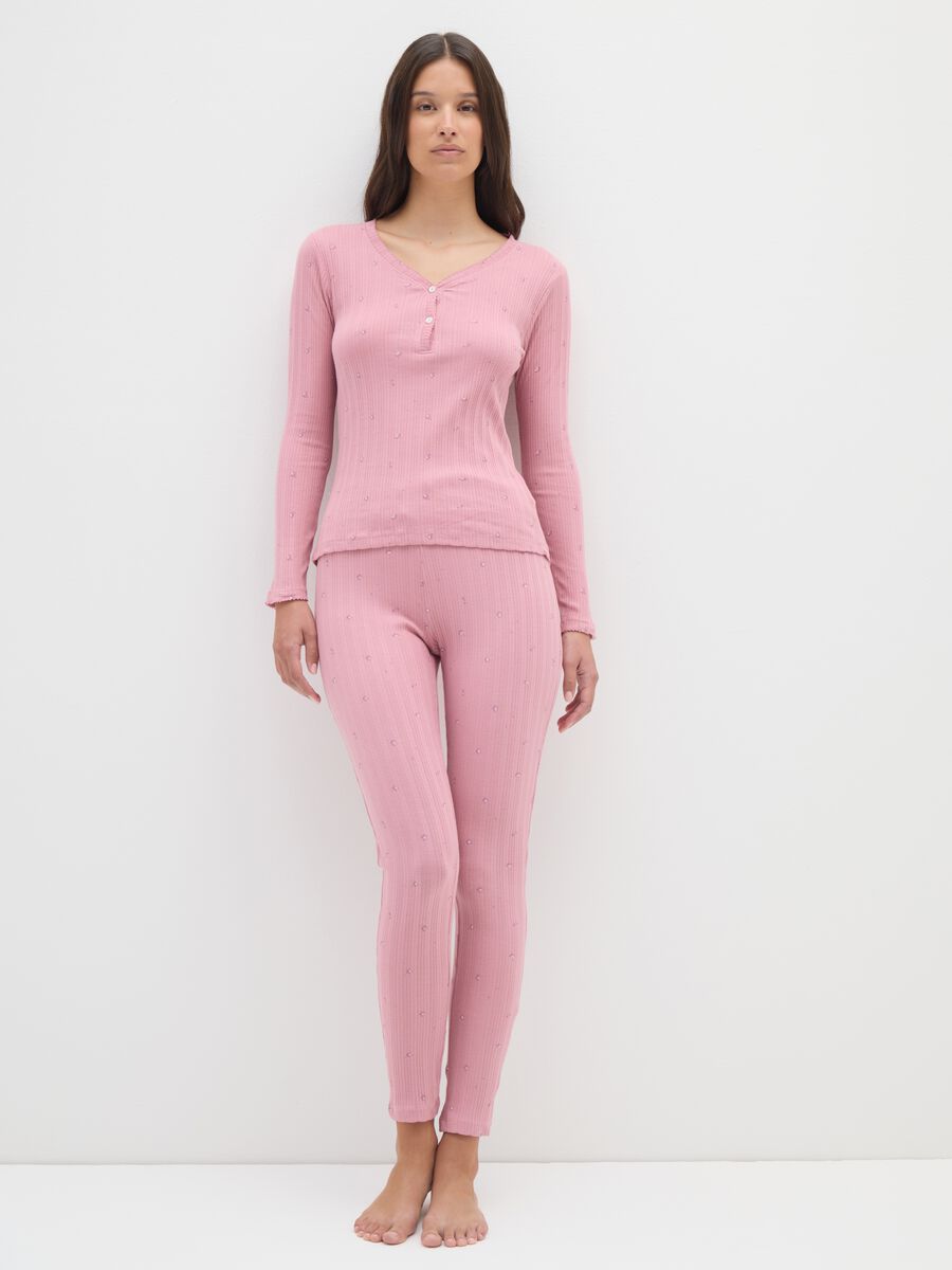 Maglia da pigiama in puro cotone rosa_0