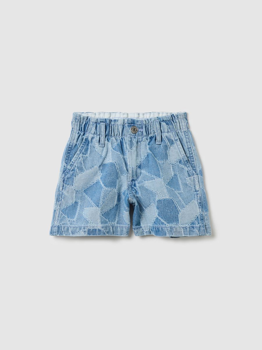 Patchwork-effect shorts in denim_0