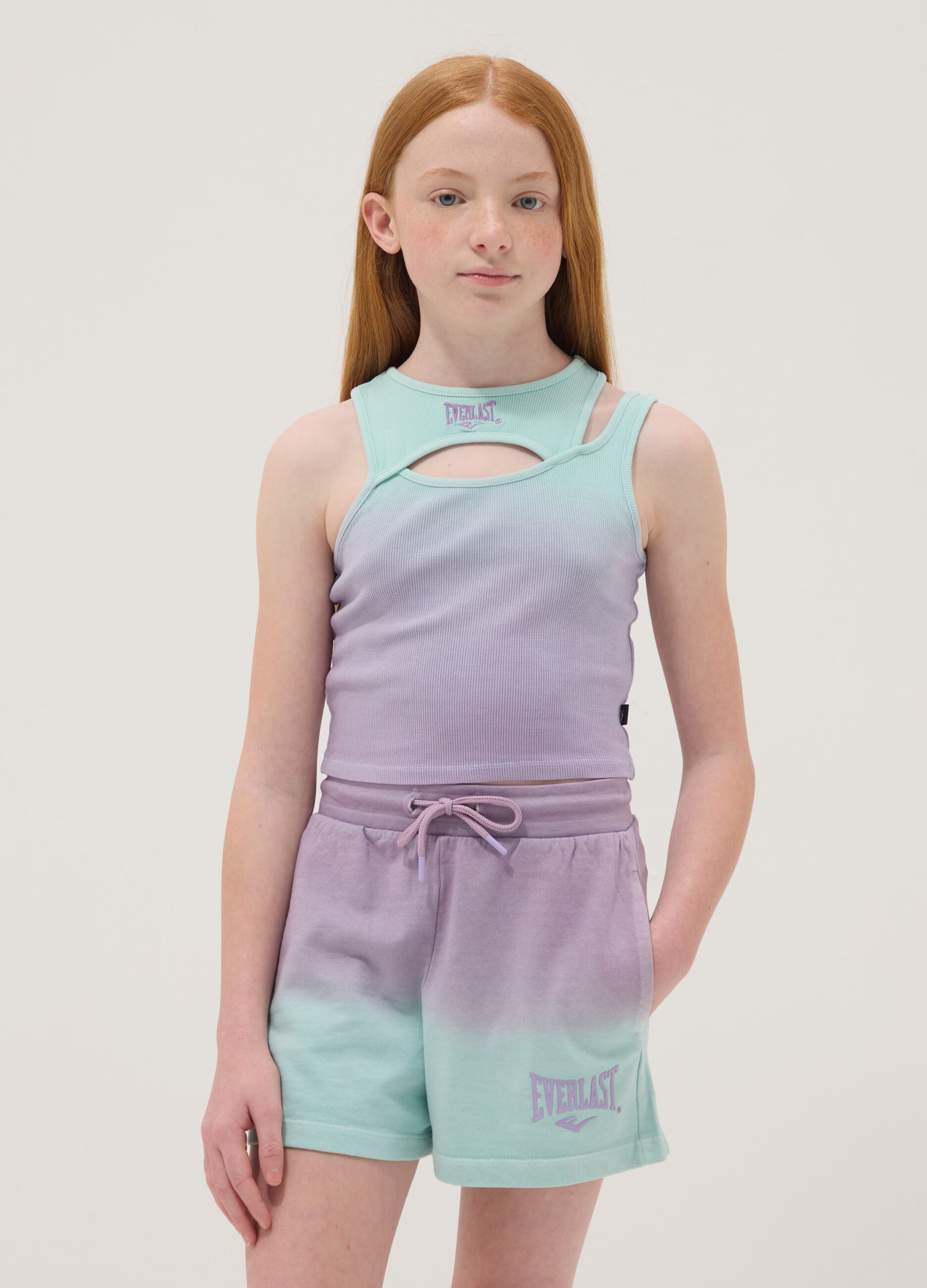 Purple ombr&eacute; stretch cotton fitted girls&rsquo; tank top