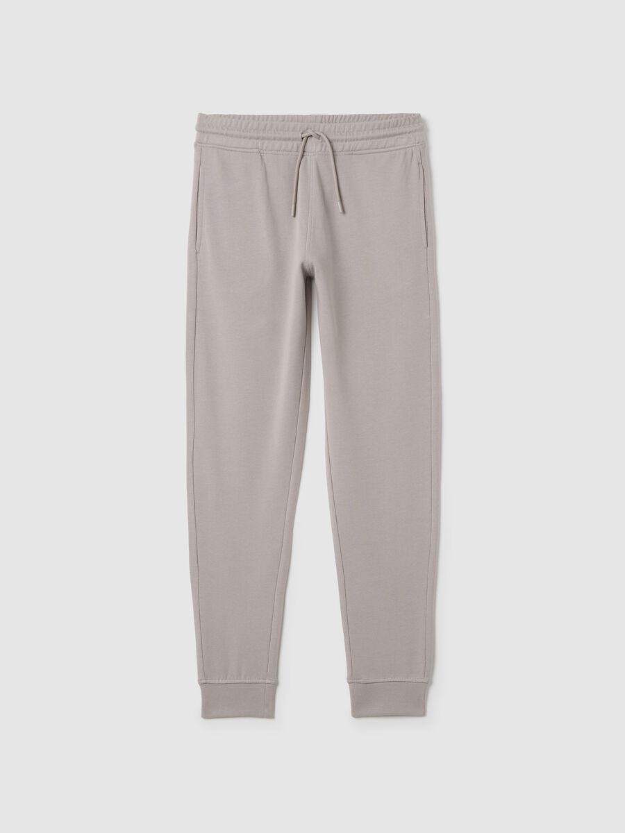 Boys' grey jogger trousers in pure cotton with regular fit_0
