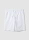 White cotton and linen blend pyjama shorts, regular fit_4