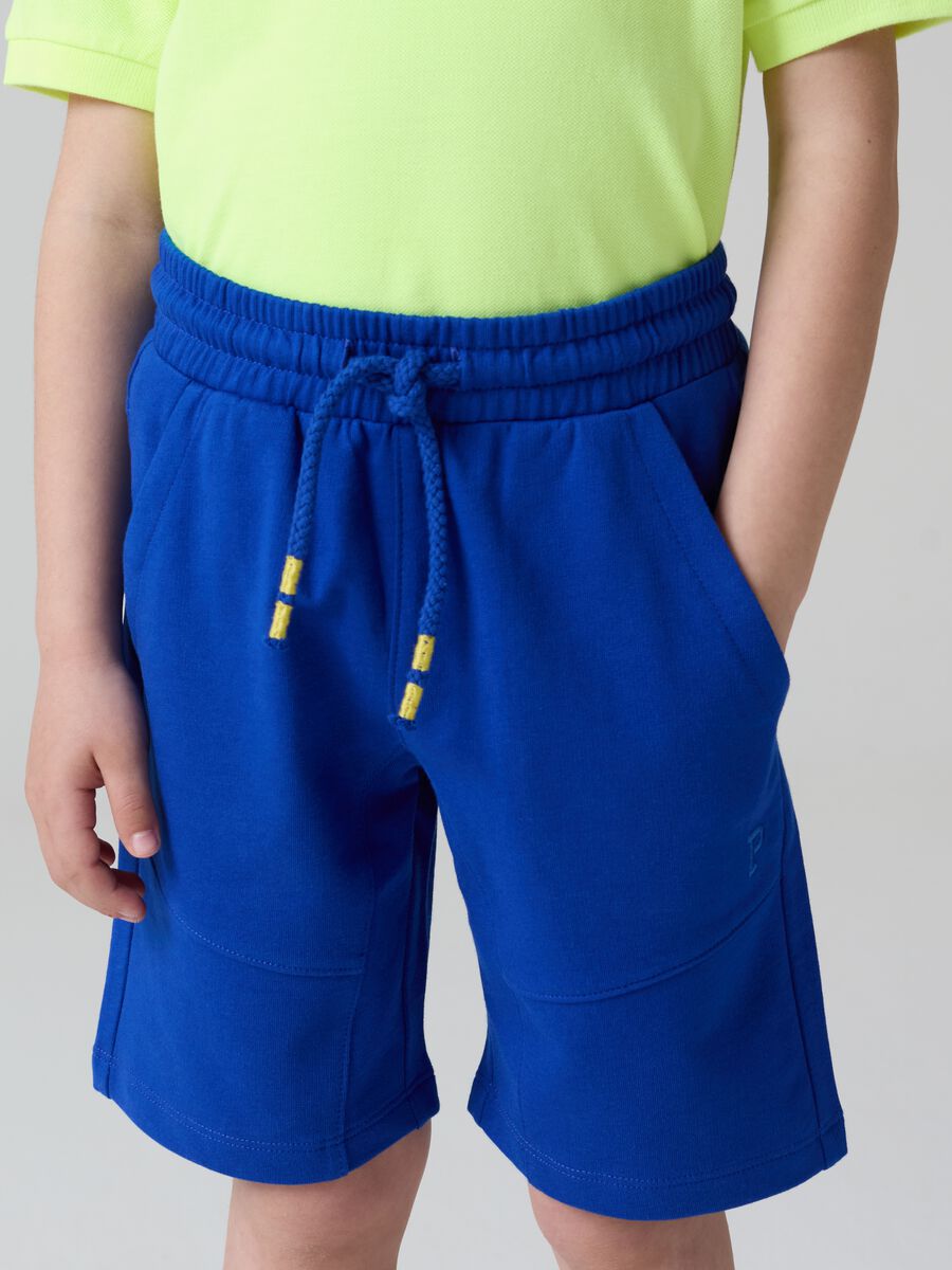 Fleece Bermuda shorts with logo embroidery and drawstring_1