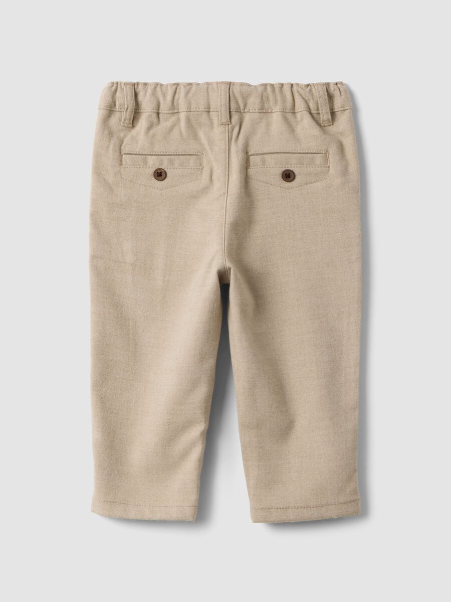 Pantaloni beige in viscosa elasticizzata regular fit_1