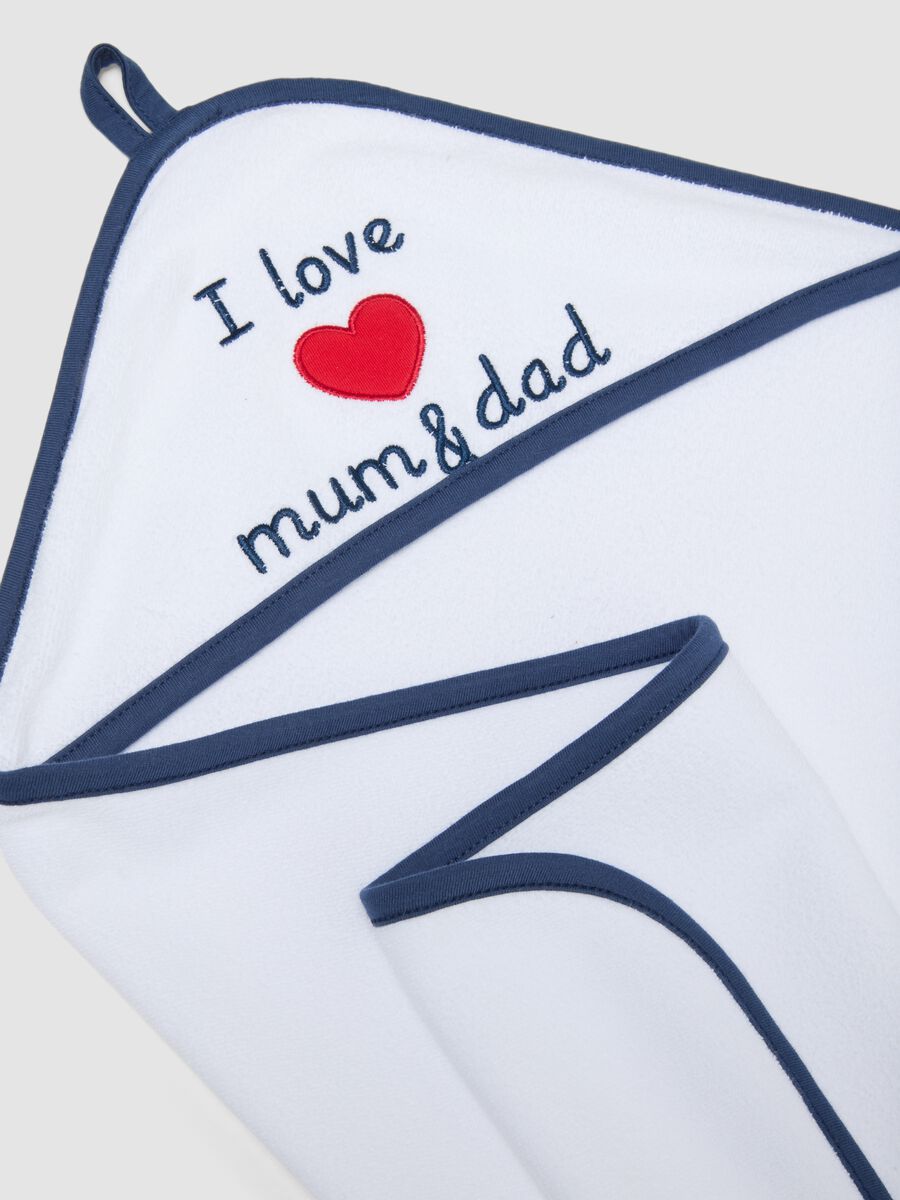 White organic cotton-blend baby bathrobe with embroidery_2