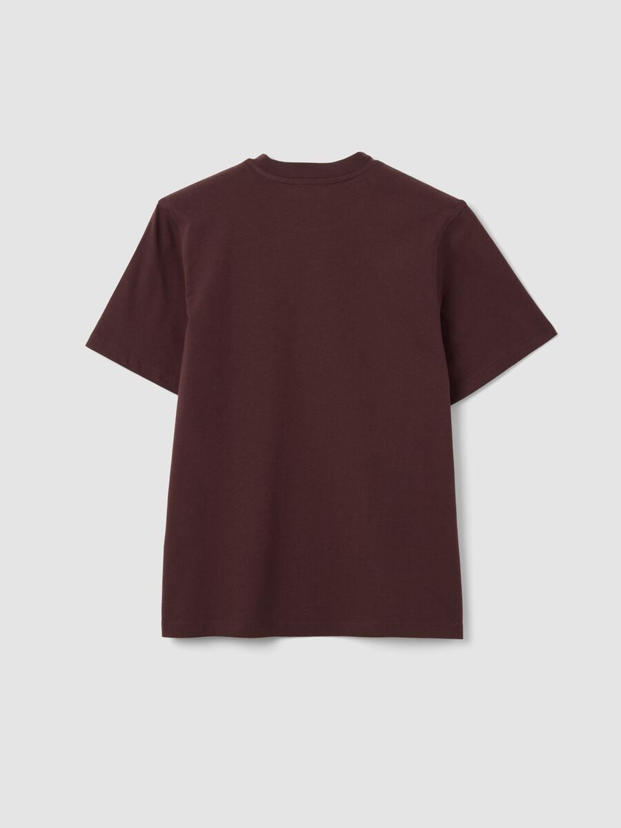 T-shirt marrone relaxed fit in puro cotone con scritta ricamata_5