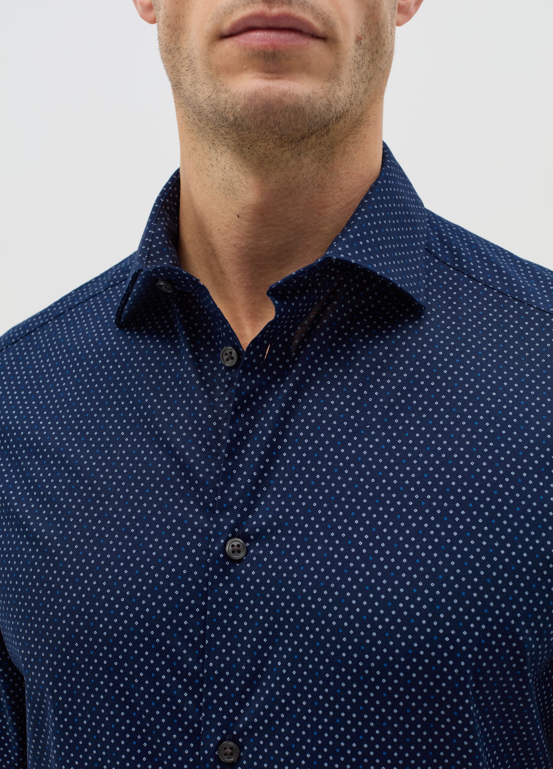 Regular-fit shirt in stretch cotton