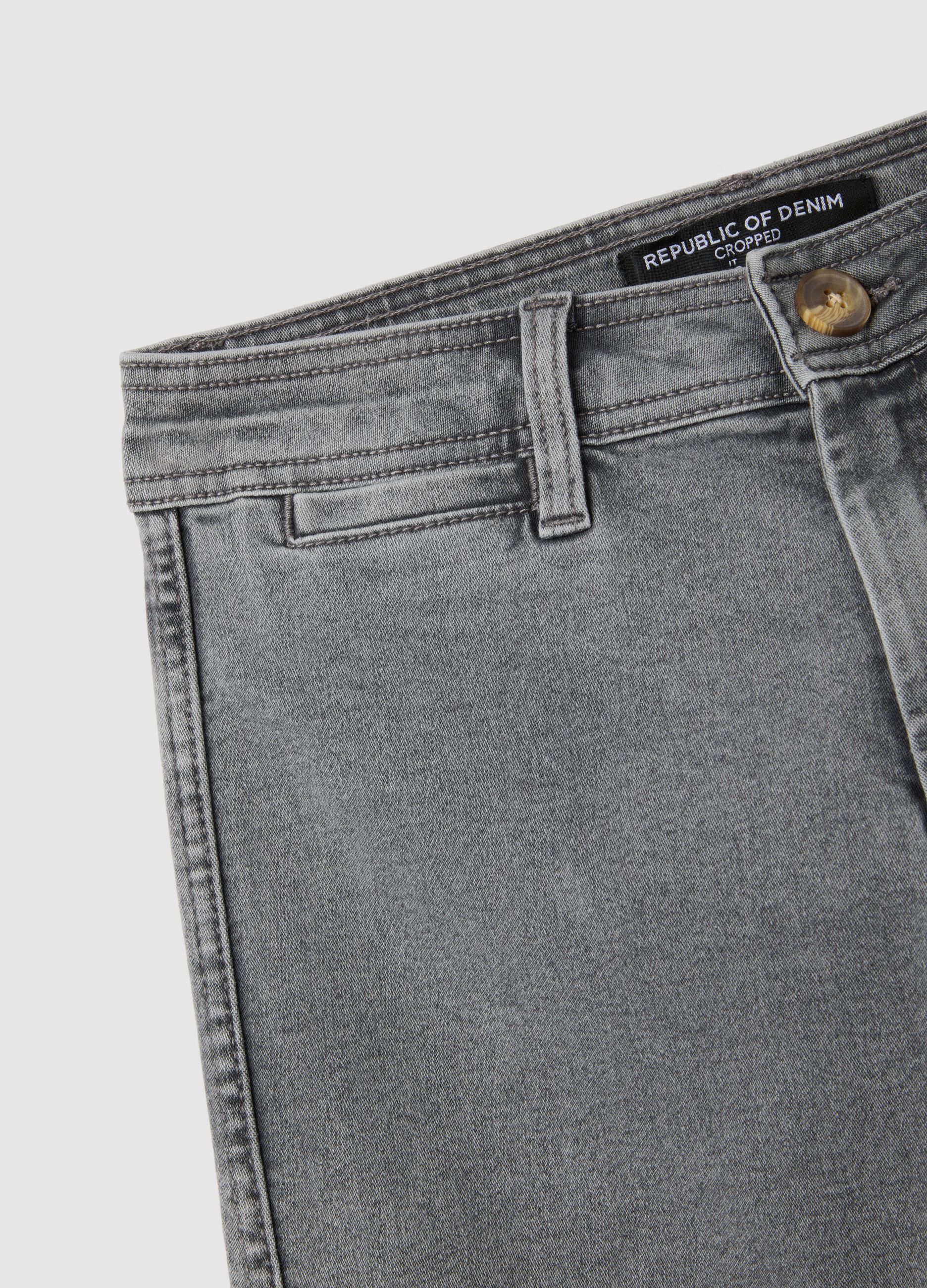 Grey denim wide leg jeans