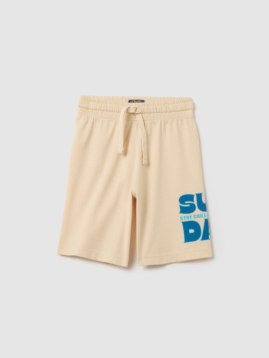 Boys’ beige shorts in 100% cotton with regular waist_0