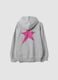Felpa over grigia con cappuccio in misto cotone e ricamo "Sorry" per ragazza_4