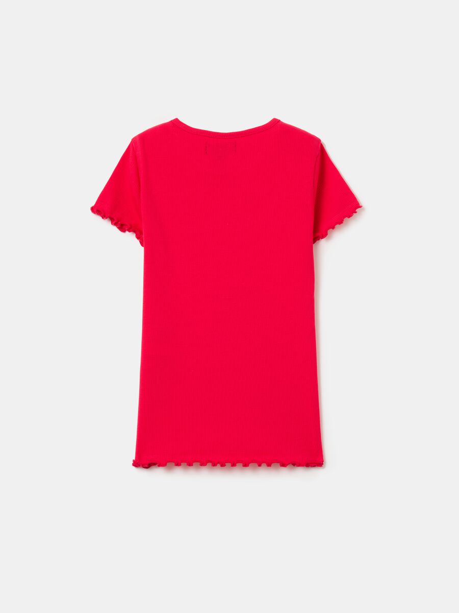 Ribbed T-shirt with wavy trims_1