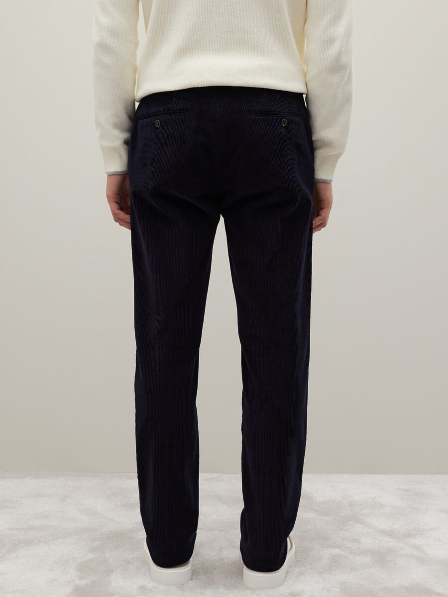 Blue Stretch Cotton Trousers Regular Fit_2