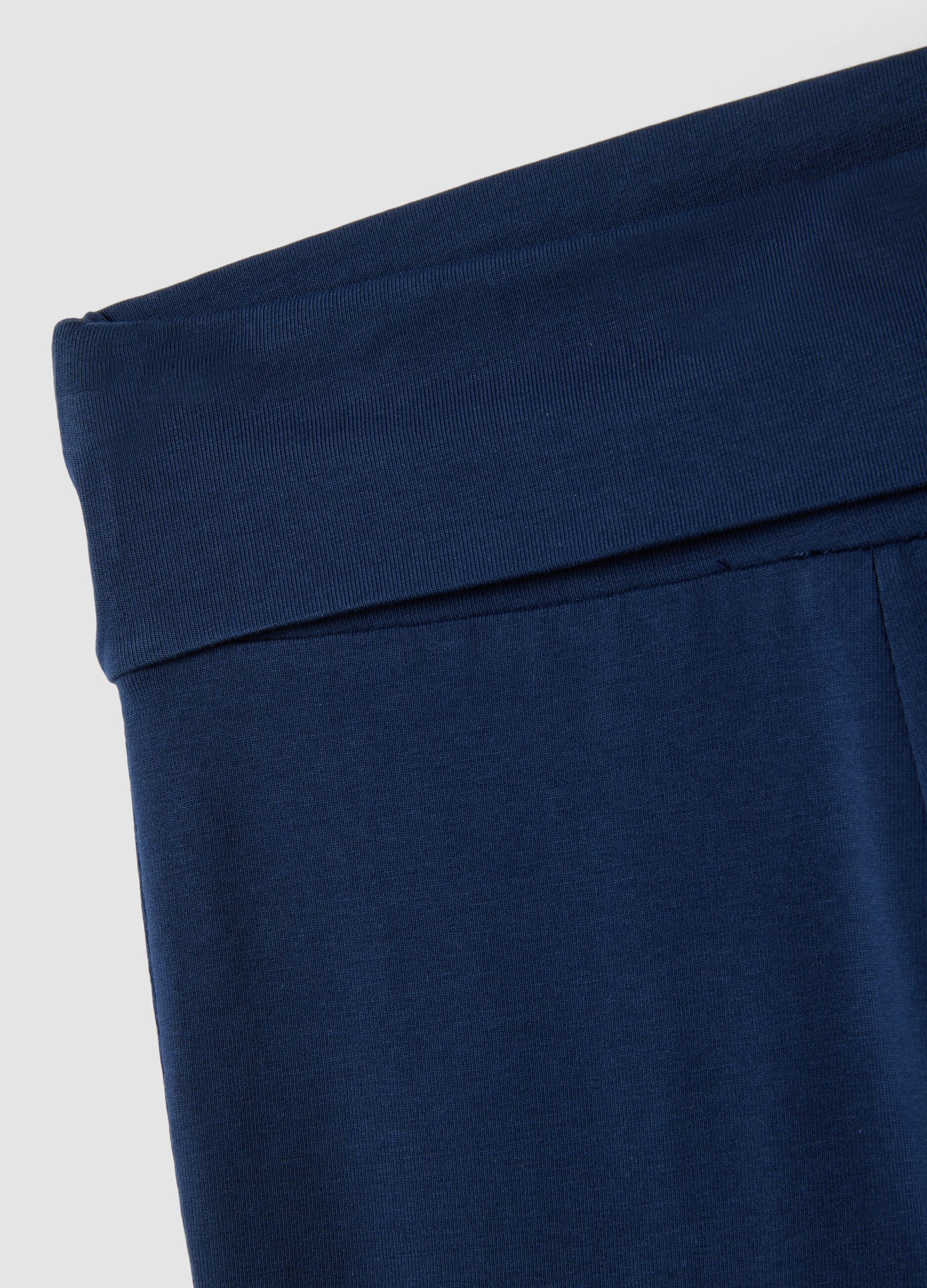 Blue flared leggings in stretch organic cotton for girls
