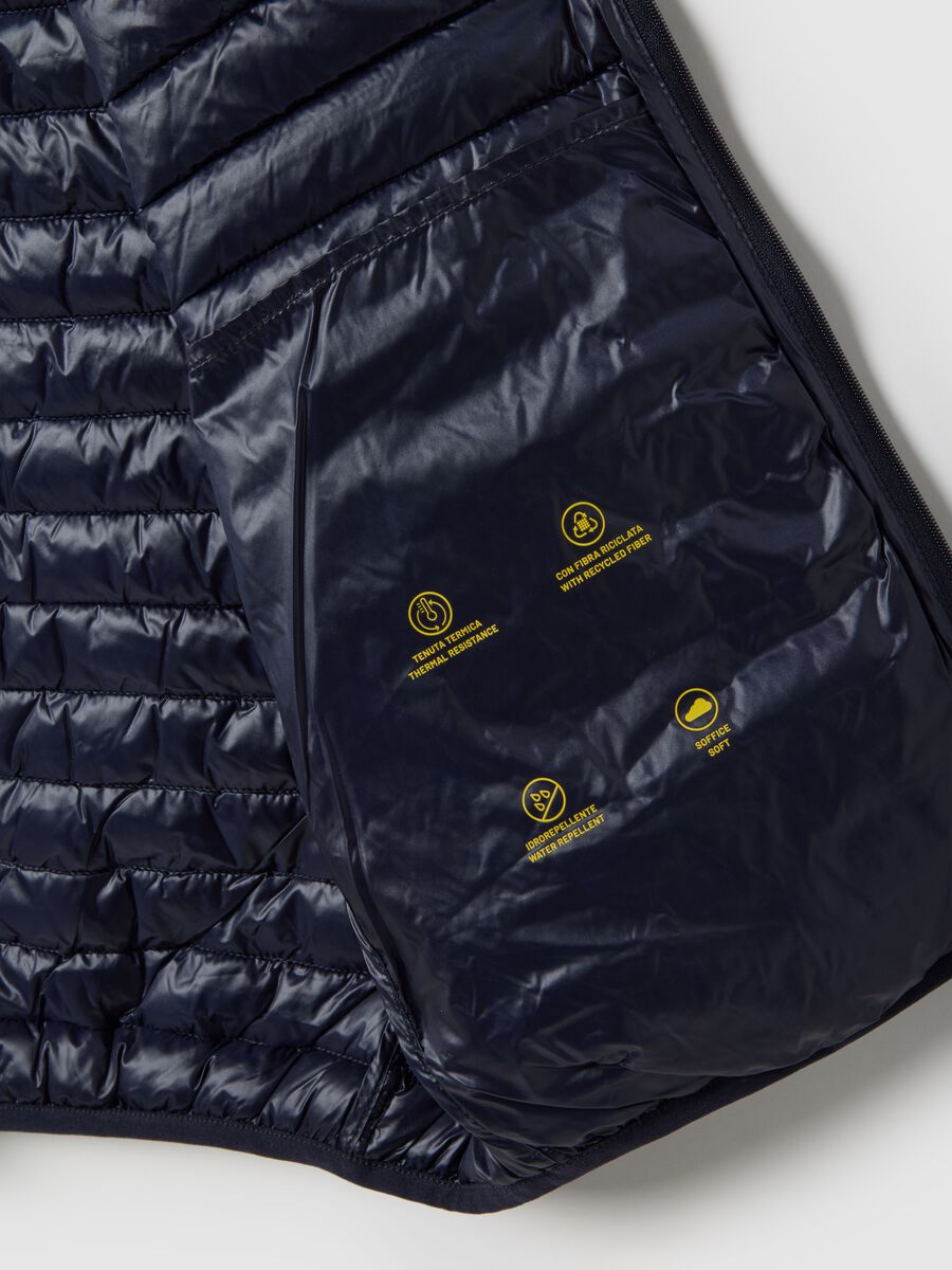 Ultra-lightweight blue regular fit vest without hood_1