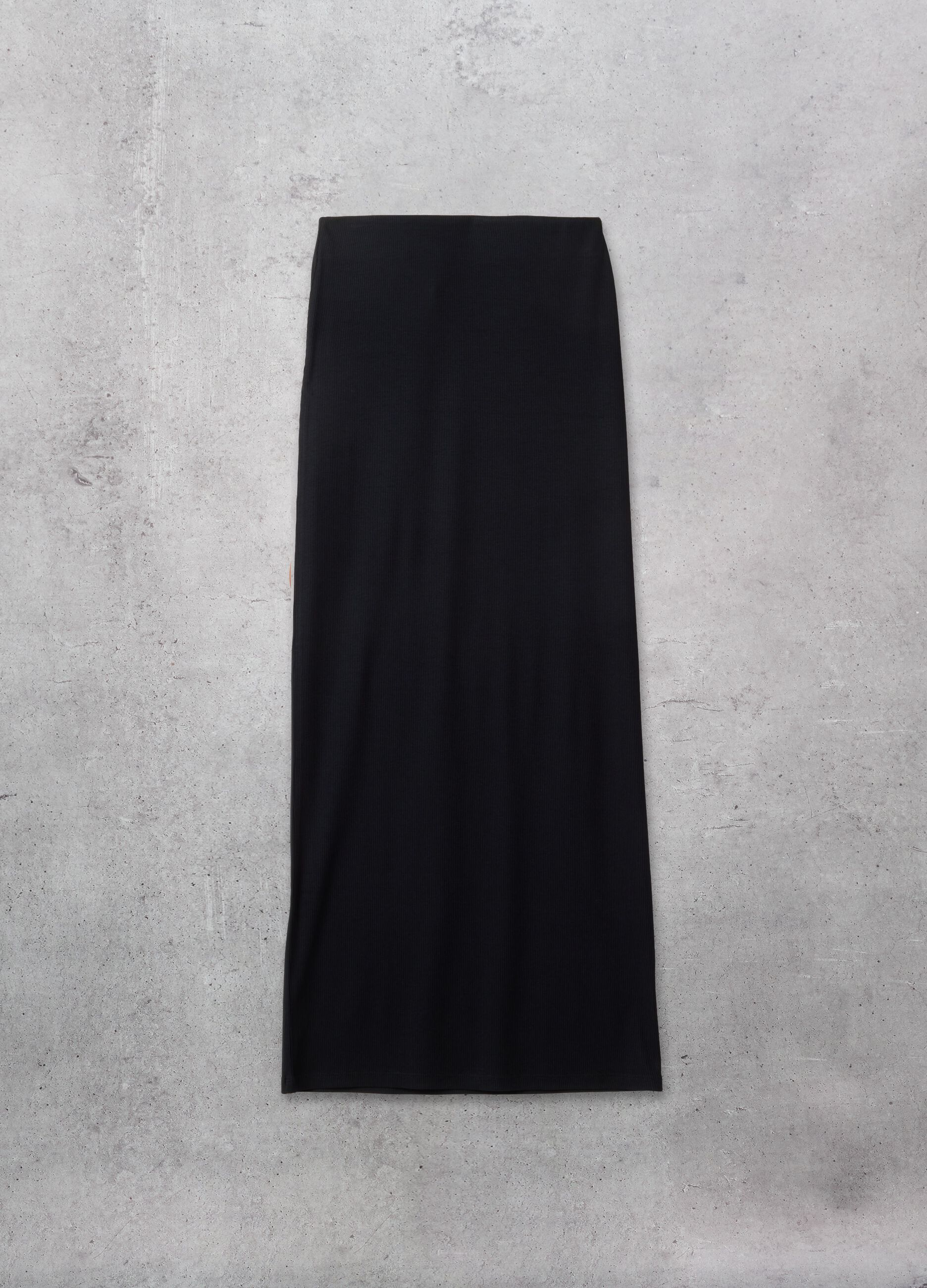 Black Ribbed Long Skirt