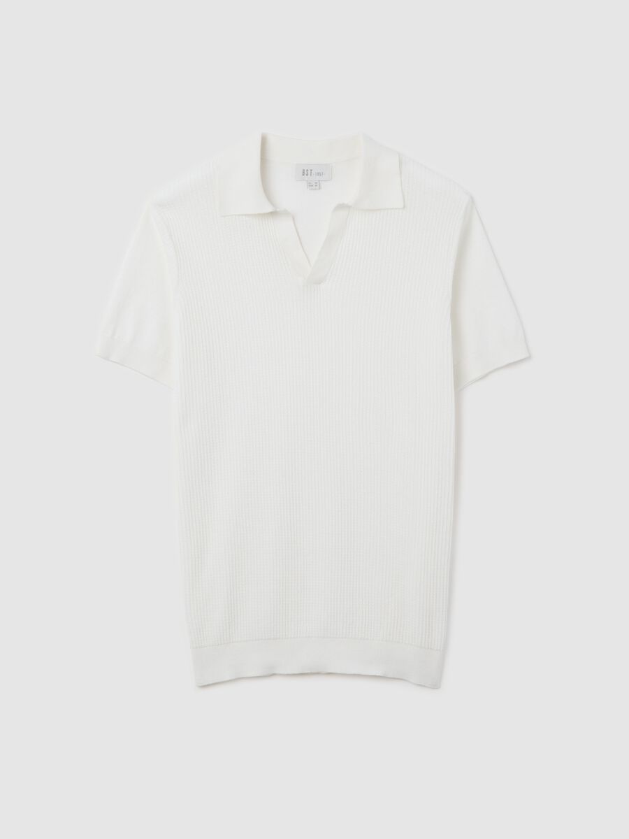 White polo shirt with jacquard weave_4