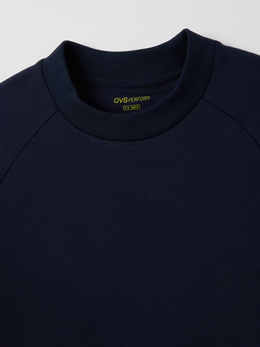 Blue cotton blend sweatshirt with front pocket_1